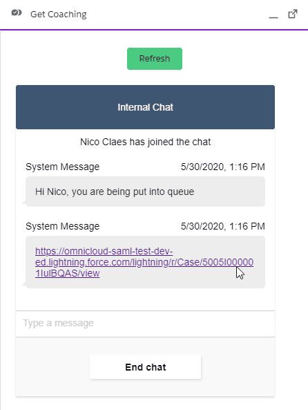 The chat session gets automatically initiated